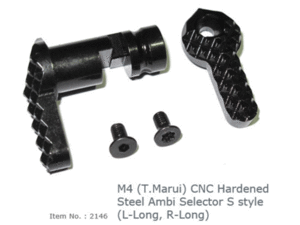 WII Tech  M4 (T.Marui) CNC Hardened Steel Ambi Selector S style (L-Long, R-Long)