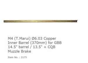WII Tech  M4 (T.Marui) Ø6.03 Copper Inner Barrel (370mm) for GBB 14.5 barrel / 13.5 + CQB Muzzle Brake